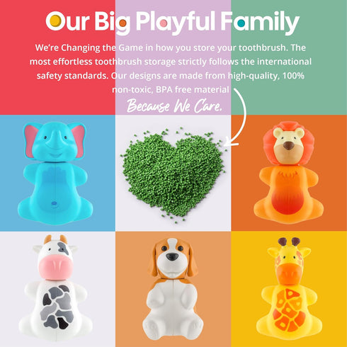 Flipper Fun Animal Turtle Toothbrush Cover – Kids Toothbrush Holder with Suction Cup for Bathrooms