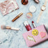 LieToi Pink Preppy Patch Small Toiletry Bag - Portable Waterproof Makeup Cosmetic Bag for Daily Use Travel Organizer