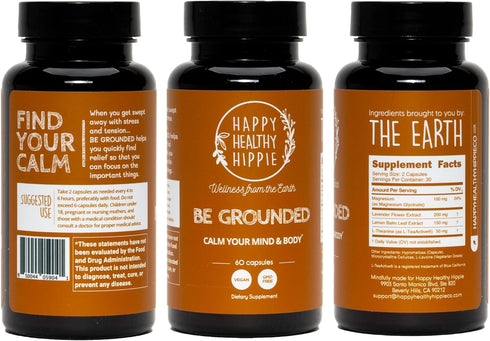 Happy Healthy Hippie Stress Relief Supplement - Lavender Pills for Calmness, Quick Acting, Herbal, Vegan, 60 Pills