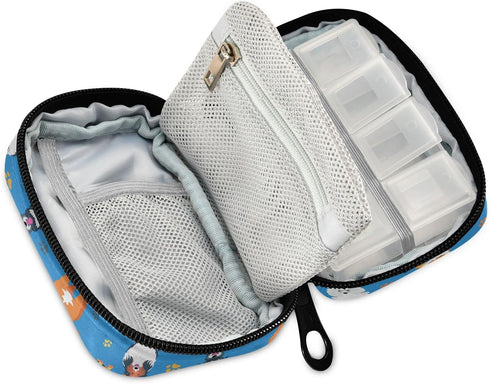 Ollabaky 7 Cute Dogs Pill Organizer Case, Portable Weekly Pill Box Bag Container Days Pill Vitamin Supplement Holder