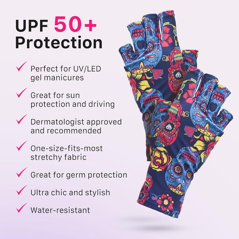 ManiGlovz UPF 50+ UV Light Protective Nail Gloves, Gel Manicure and Anti UV Fingerless Gloves for Women