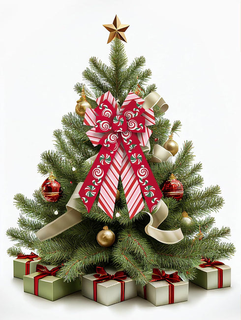 2 Rolls Christmas Ribbon, 2.5" x 10 Yard, Red Pink Candy Cane for Wreaths, Gift Wrapping, Party Supplies
