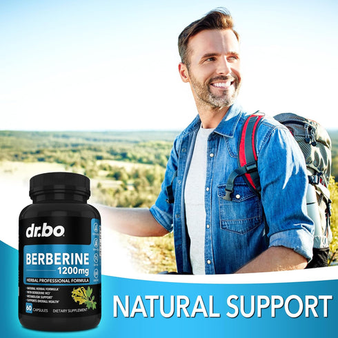 Berberine Supplement Capsules, 1200mg HCL for Healthy Metabolic Support, 60 Pills, Pure Berberine