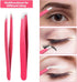 Mudder 12 Pcs Eyebrow Tweezers Set, Stainless Steel Slanted Tip Tweezers in Bulk for Men and Women, Rose Red