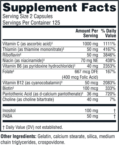 Twinlab Stress B-Complex Caps - Energy Support Supplement - 250 Capsules