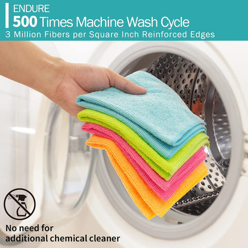 Microfiber Cleaning Cloth - 20 Pack, 12" x 12" Dish Cloths, Lint Free, Washable Reusable for Kitchen, Car, House
