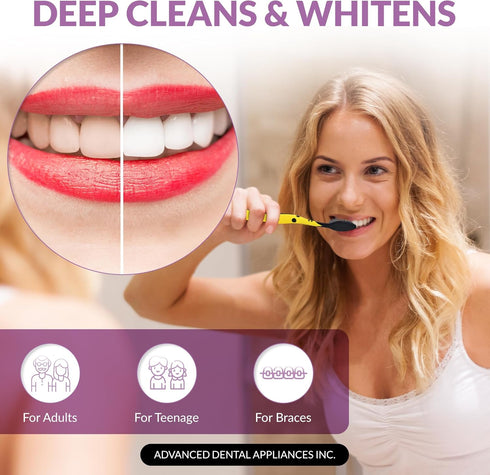 Advanced Oral Care Activated Charcoal Toothbrush - 5 Pack Soft Bamboo Bristle for Gentle Cleaning