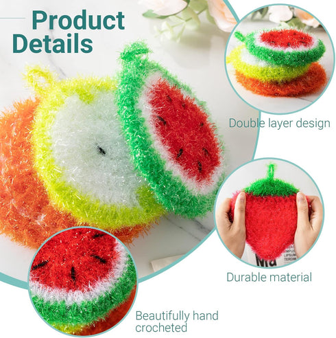 16 Pcs Fruit Dish Scrubber - Non Scratch Reusable Kitchen Scrubber for Dishwashing