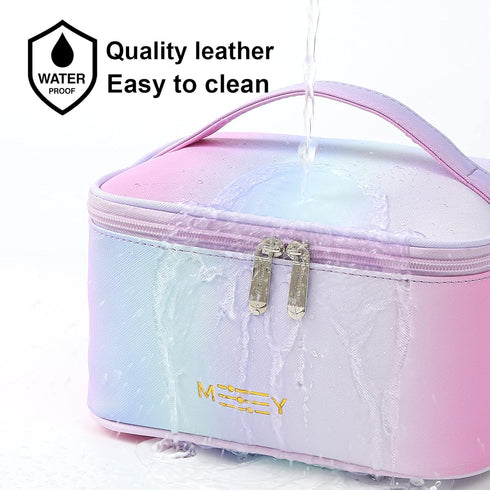 Small Gradient Makeup Bag for Ladies, Cute Pink Purple Blue Green Waterproof Zipper Pouch Makeup Organizer (Rainbow