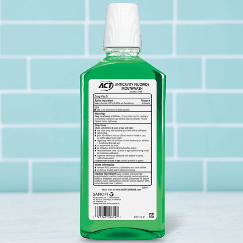 ACT Total Care Zero Alcohol Anticavity Fluoride Mouthwash - 33.8 fl. oz. Fresh Mint