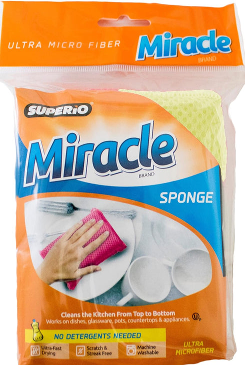 Pack 1 Microfiber Sponges for Dishes Kitchen Sponges Non-Scratch Sponge Dish Scrubber Heavy Duty Household Cleaning
