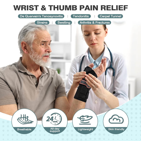 Medibot Wrist Brace & Thumb Spica Splint for De Quervain's Tenosynovitis, Tendonitis, Carpal Tunnel, Left Hand - Large