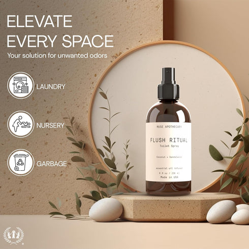 Muse Apothecary Flush Ritual Toilet Spray, 2 oz, Aromatic & Refreshing, Aloe + Eucalyptus + Lavender, 2 Pack