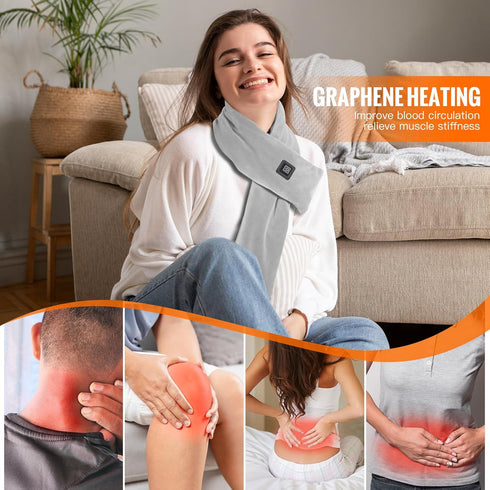 Heated Neck Wrap Scarf for Pain Relief, Neck Heating Pad with 5000mAh Power Bank, Cordless Electric Heated Neck Warmer