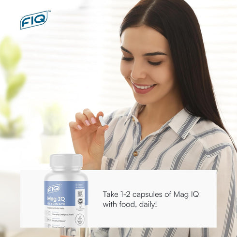 FIQ - Mag IQ Glycinate - High Absorption Magnesium Glycinate Supplement for Sleep, Daily Energy, & Bone Wellness