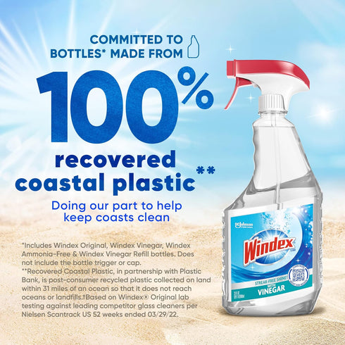 Windex with Vinegar Glass Cleaner Spray, 23 fl oz, New Packaging to Prevent Leakage and Breaking