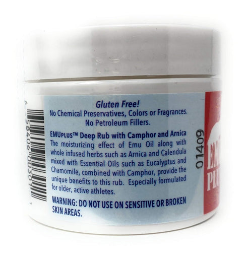 Montana Emu Ranch EMUPlus Deep Rub with Camphor and Arnica, 2 Ounce Jar - 100% Pure Emu Oil