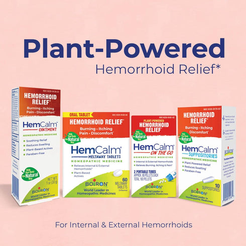 Boiron HemCalm Suppositories for Hemorrhoid Pain Relief, Itching, Swelling, Discomfort - 10 Count (Pack of 2)