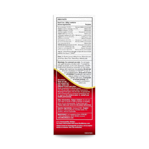 MediNatura T-Relief Extra Strength Gel, Arnica +12 Natural Relieving Actives for Back Pain, 3 oz.