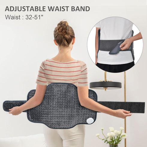 Snailax Heating Pad for Back Pain Relief, 16”x24” Electric Heat Pad with Adjustable Strap