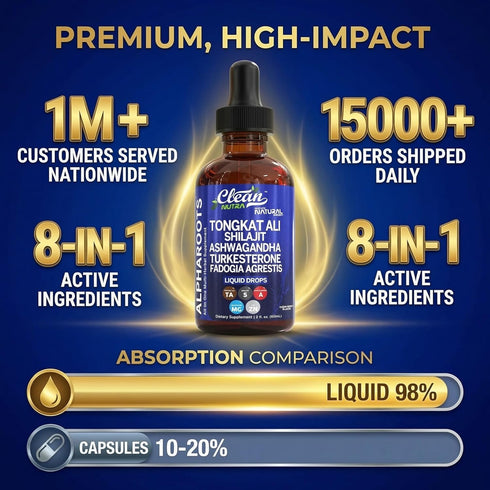 Tongkat Ali Liquid Drops Shilajit, Ashwagandha, Turkesterone, Fadogia Agrestis, Magnesium, Irish Sea Moss, and Zinc