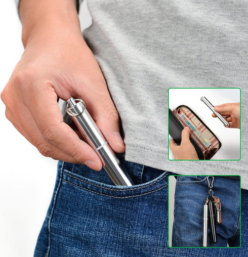 Airtight Aluminum Storage Tube (3 Packs), Waterproof Smell Proof Pill Box Case with Keychain, Portable for Travel