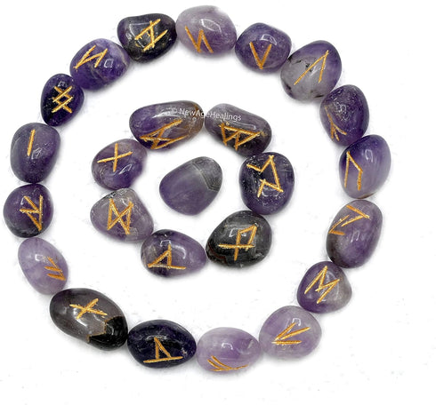 Amazing Gemstone Amethyst Runes - Crystal Runes Set of 25 Engraved Rune Stones with Runes Book PDF