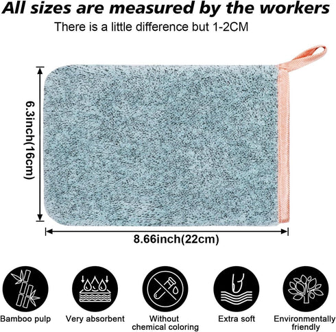 PHOGARY 6 Pack Microfiber Body Wash Mitts, 6×8 Inch Super Absorbent & Soft Face Mitten, Coral Fleece Bath Spa Cloth, Reusable Makeup Remover Mitt Gloves, 3 Colors by PHOGARY