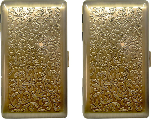 Set 2 (7-Day) of Metal-Plated Weekly Pill Box Case & Portable Medicine Organizer (Large Antique Brass Victorian)