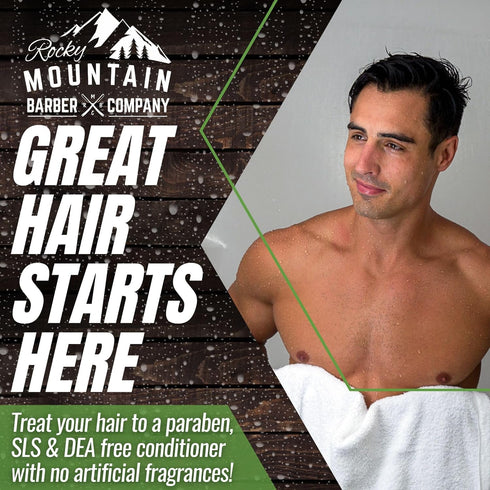 Rocky Mountain Barber Company Men's Conditioner - Tea Tree Oil, Peppermint & Eucalyptus, 8oz for All Hair Types