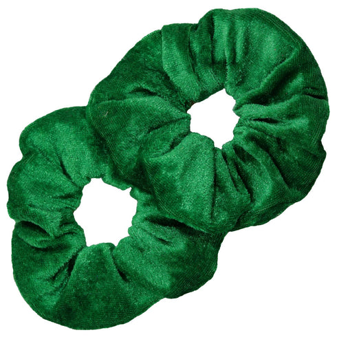 Kenz Laurenz Hair Scrunchies - 2 Velvet Hair Ties for Women Girls, Green, St Patricks Day Accessories, Clover Gift Packs
