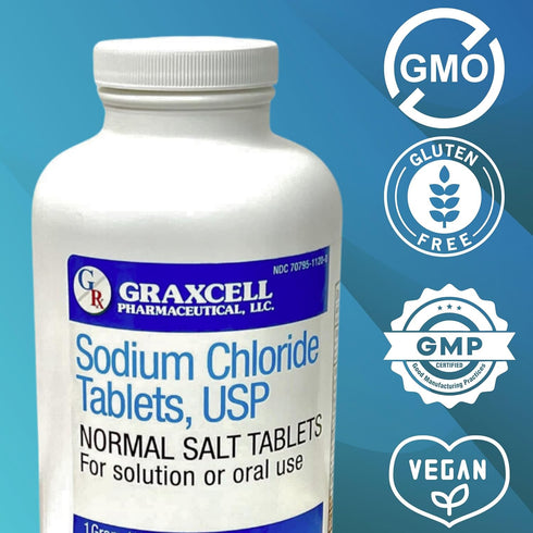 Sodium Chloride Tablets 1 Gm, 300 Count, Normal Salt Tablets (15.4gr.)