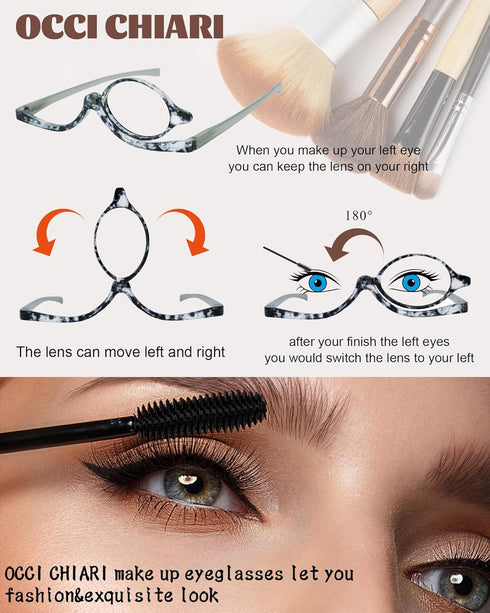 OCCI CHIARI Reading Glasses, Eye Make Up Rotatable Cosmetic Eyeglasses for Women