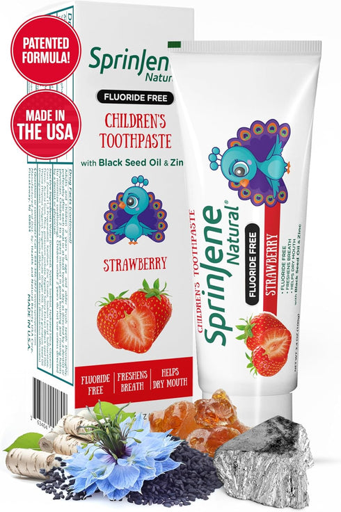 Sprinjene Kids Toothpaste, Strawberry Toothpaste for Kids, Natural SLS Free, Pack of 1