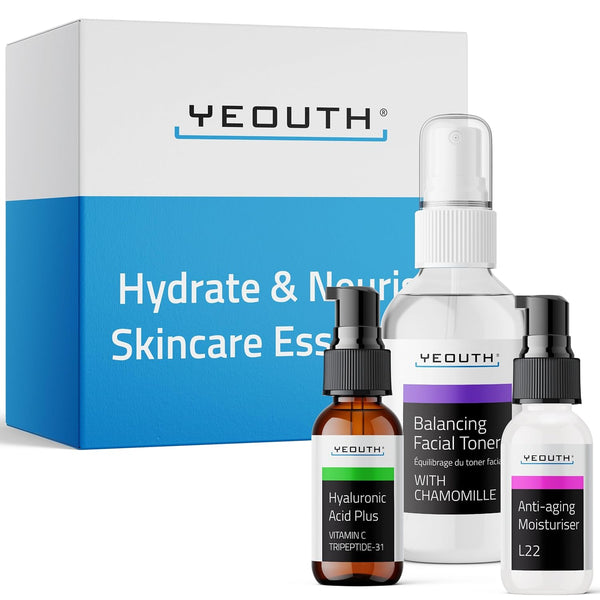 YEOUTH Hyaluronic Acid Serum with Vitamin C, Face Toner, Face Moisturizer - Skin Care Set for Radiant and Smooth Skin,