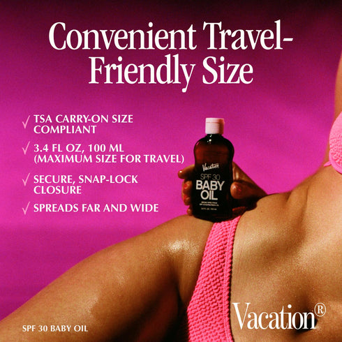 Vacation Baby Oil SPF 30 + Air Freshener Bundle, Broad Spectrum SPF 30 Sunscreen Oil, Travel Size, 3.4 fl. oz.