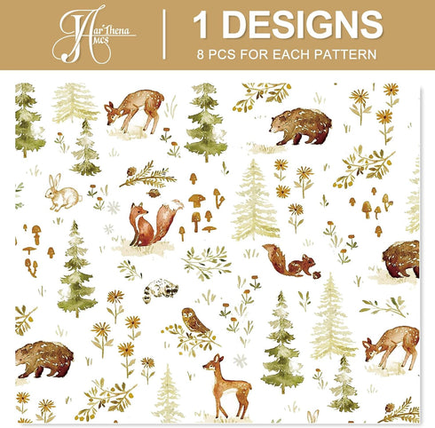 JarThenaAMCS Forest Animal Wrapping Paper - Not Roll - 8 Sheet Woodland Gift Wrap Paper for Birthday Party Favors
