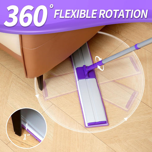 24" Microfiber Mops for Floor Cleaning, Dry and Wet Mop for Hardwood, Laminate, Tile, Vinyl Floors with 4 Washable Pads