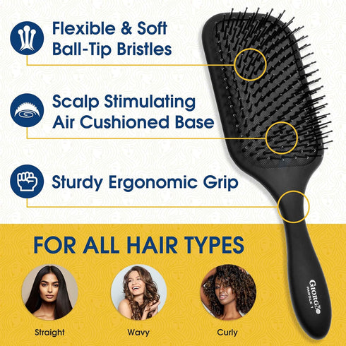 Giorgio Detangling Paddle Brush, Large Air Cushion Paddle Brush with Tourmaline Bristles for Men and Women