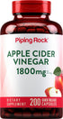 Piping Rock Apple Cider Vinegar Capsules 1800 mg | 200 Pills | Potent ACV Supplement | Non-GMO, Gluten Free