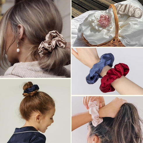 LILYSILK Silk Hair Scrunchies, 100% Mulberry Silk Hair Ties, No Damage, Elastic Holders, 1Pc, Black