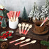 Uiifan 120 Pcs Christmas Disposable Wooden Spoons, 5.5 Inches Striped Candy Cane Patterns for Tasting
