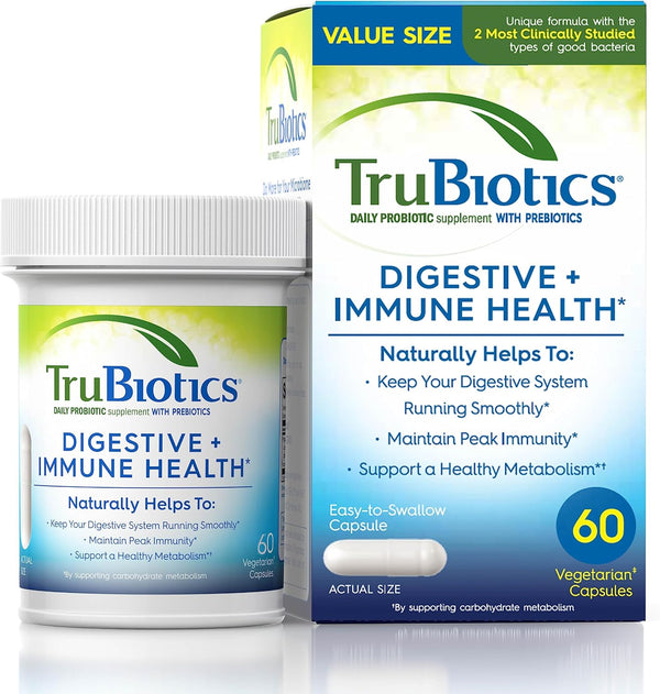 TruBiotics Probiotics for Digestive & Immune Health | Supports Regularity & Relieves Abdominal Discomfort, 60 Capsules