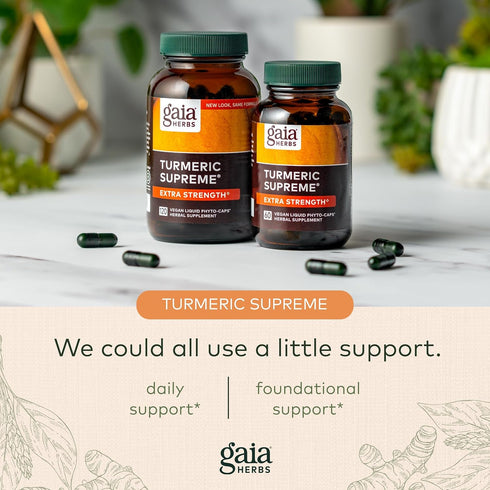 Gaia Herbs Turmeric Supreme Extra Strength, 60 Vegan Liquid Phyto-Capsules, Reduces Occasional Swelling