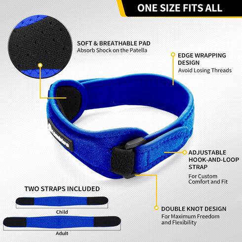 CAMBIVO 2 Pack Knee Braces for Knee Pain - Adjustable Patellar Tendon Stabilizer Band for Jumpers Knee, Basketball,