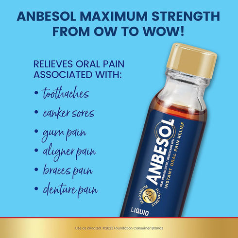 Anbesol Maximum Strength Oral Anesthetic Liquid, 0.41 fl oz (packaging may vary)