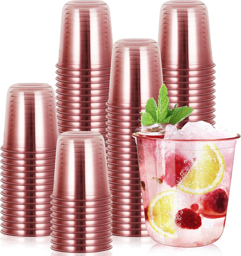 RMERVE 120 Pcs Disposable Stemless Glasses 12oz Plastic Cups Disposable Cold Party Drinking