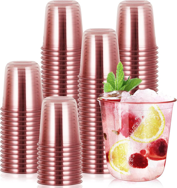RMERVE 120 Pcs Disposable Stemless Glasses 12oz Plastic Cups Disposable Cold Party Drinking