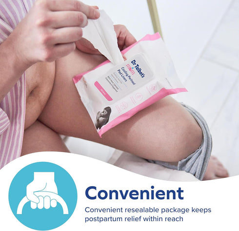 Dr. Talbot's Mom Postpartum Perineal Pad Liners, Instant Cooling Witch Hazel Pad Liners for Postpartum Care, 24 Liners