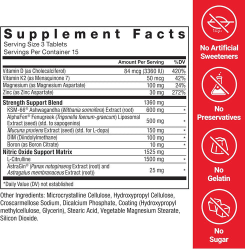 Force Factor Alpha King Supreme Testosterone Booster for Men, Fenugreek Seed and Ashwagandha, 45 Tablets